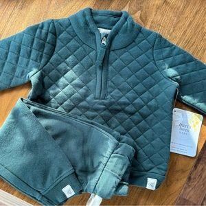 NWT Burt’s Bees Quilted Jersey Top & French Terry Pants Set! Size: 6-9 months